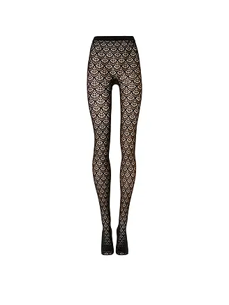 WOLFORD | Modestrumpfhose MERMAID NET Midnight Red | schwarz